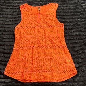 Maurices Bright Coral Sleeveless Lace Top